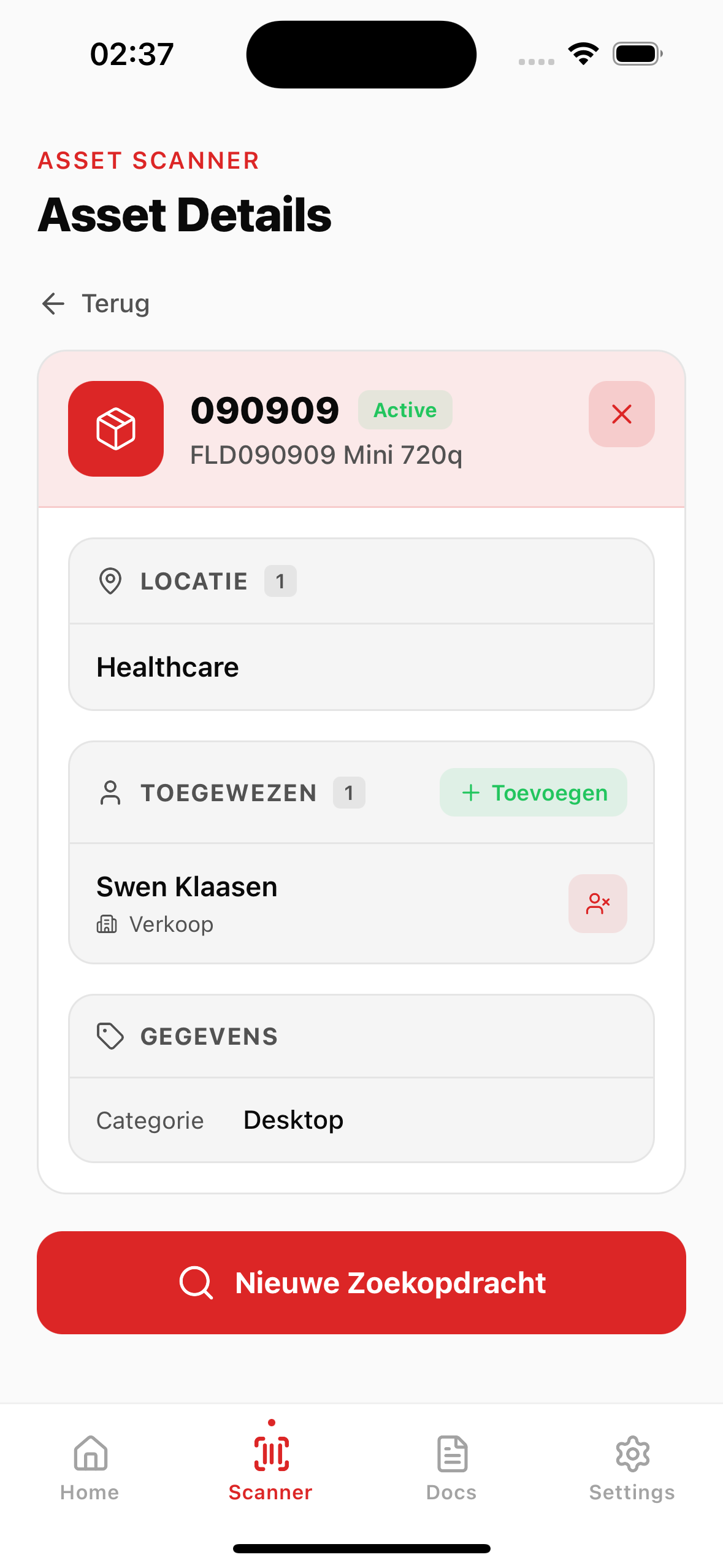IT Asset Barcode Scanning - Asset Details